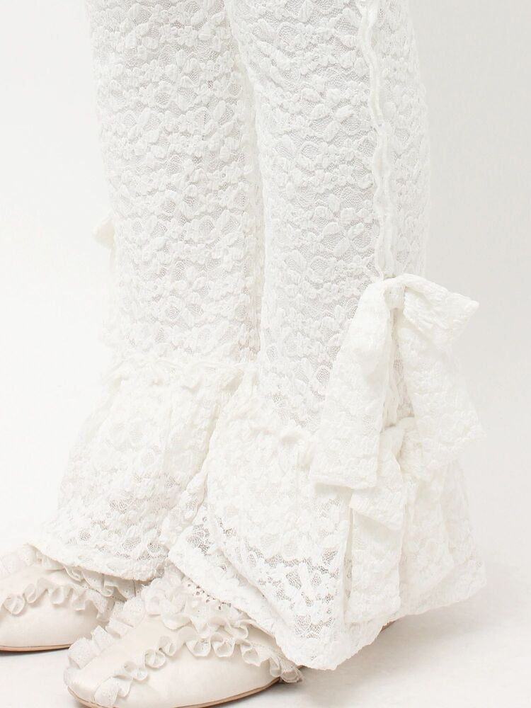 merry jenny｜Side-ribbon lace pants