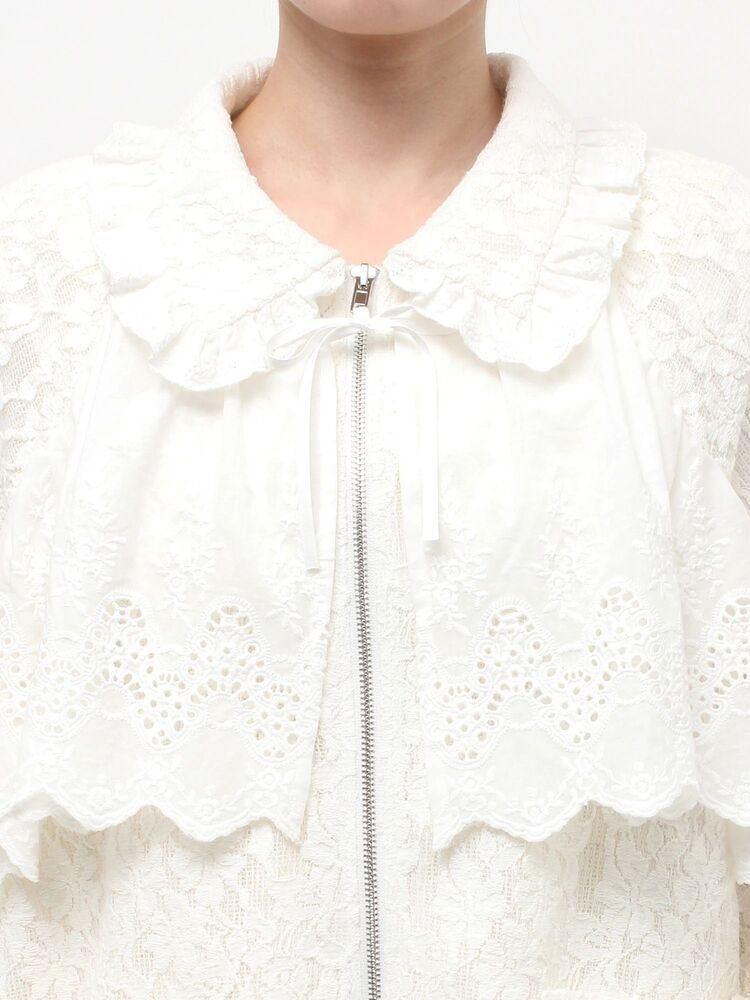 merry jenny｜Lace Zip-Up Blouson