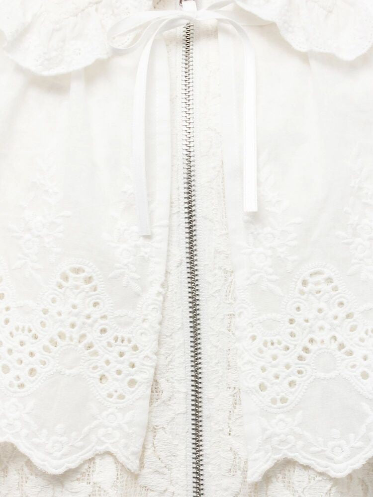 merry jenny｜Lace Zip-Up Blouson