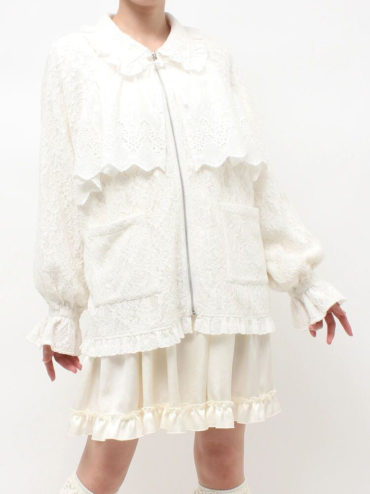 merry jenny｜Lace Zip-Up Blouson