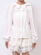 merry jenny｜Double Ribbon Collar Blouse