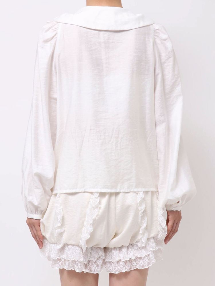 merry jenny｜Double Ribbon Collar Blouse