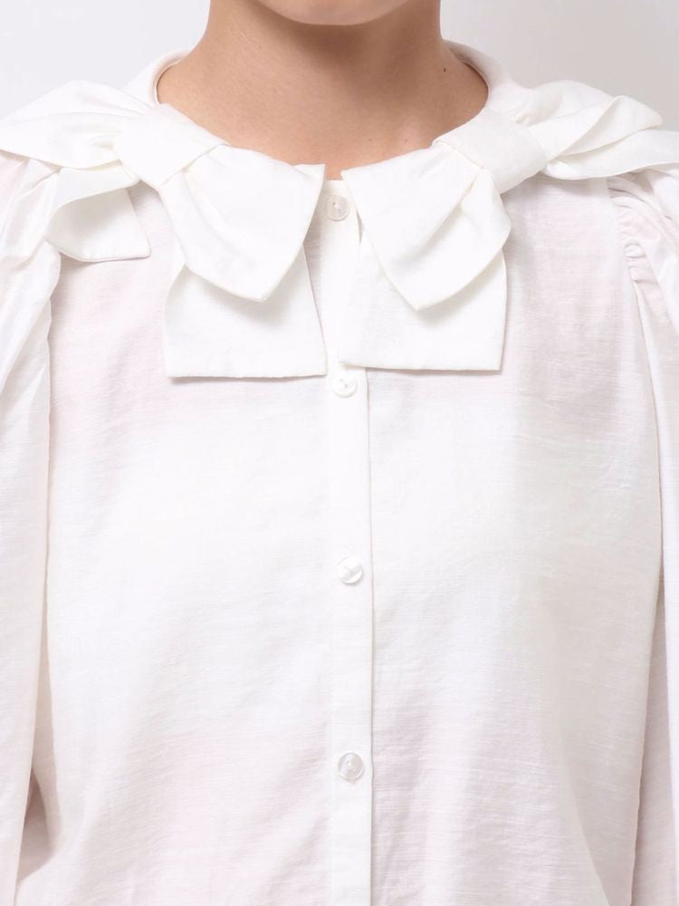 merry jenny｜Double Ribbon Collar Blouse
