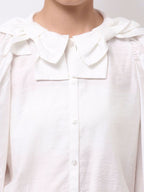 merry jenny｜Double Ribbon Collar Blouse