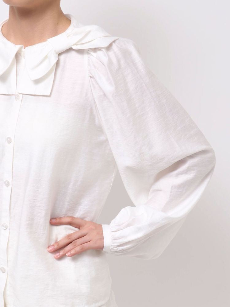 merry jenny｜Double Ribbon Collar Blouse