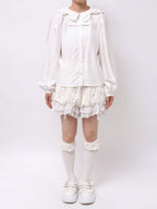 merry jenny｜Double Ribbon Collar Blouse