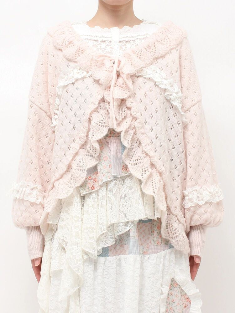 merry jenny｜Ruffle Frill Knit Cardigan