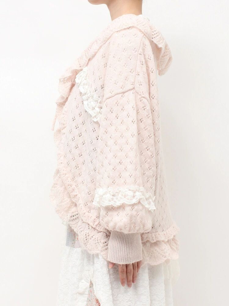 merry jenny｜Ruffle Frill Knit Cardigan