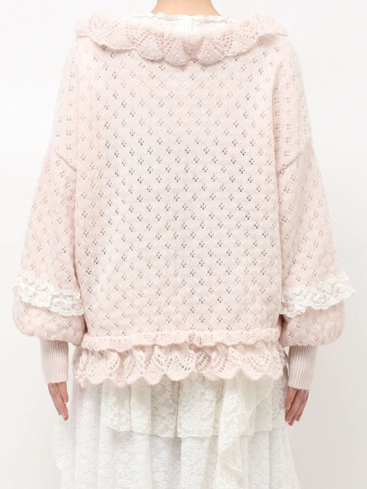 merry jenny｜Ruffle Frill Knit Cardigan