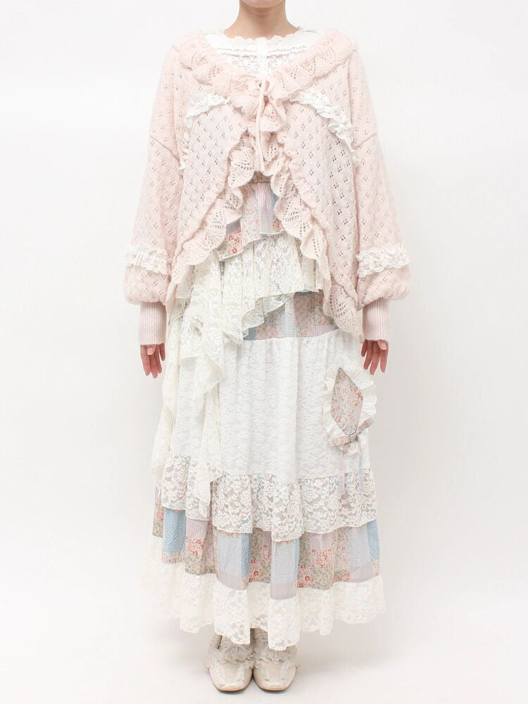 merry jenny｜Ruffle Frill Knit Cardigan