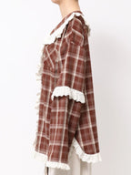 merry jenny｜Plaid Decorative Lace Shirt