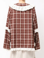 merry jenny｜Plaid Decorative Lace Shirt