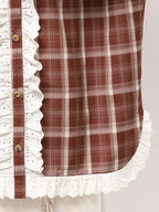 merry jenny｜Plaid Decorative Lace Shirt