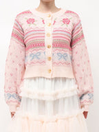 merry jenny｜Flower Ribbon Knit Cardigan
