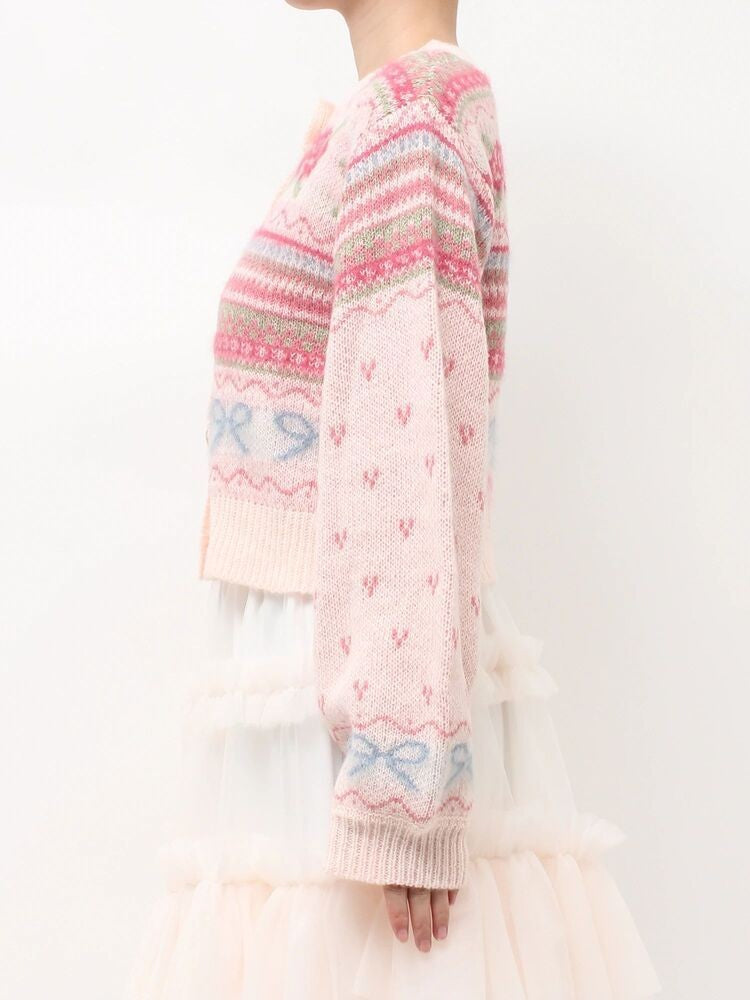 merry jenny｜Flower Ribbon Knit Cardigan