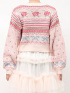 merry jenny｜Flower Ribbon Knit Cardigan