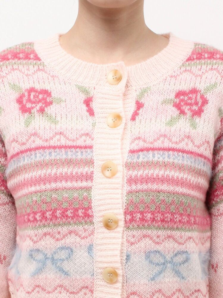 merry jenny｜Flower Ribbon Knit Cardigan