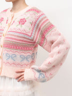 merry jenny｜Flower Ribbon Knit Cardigan