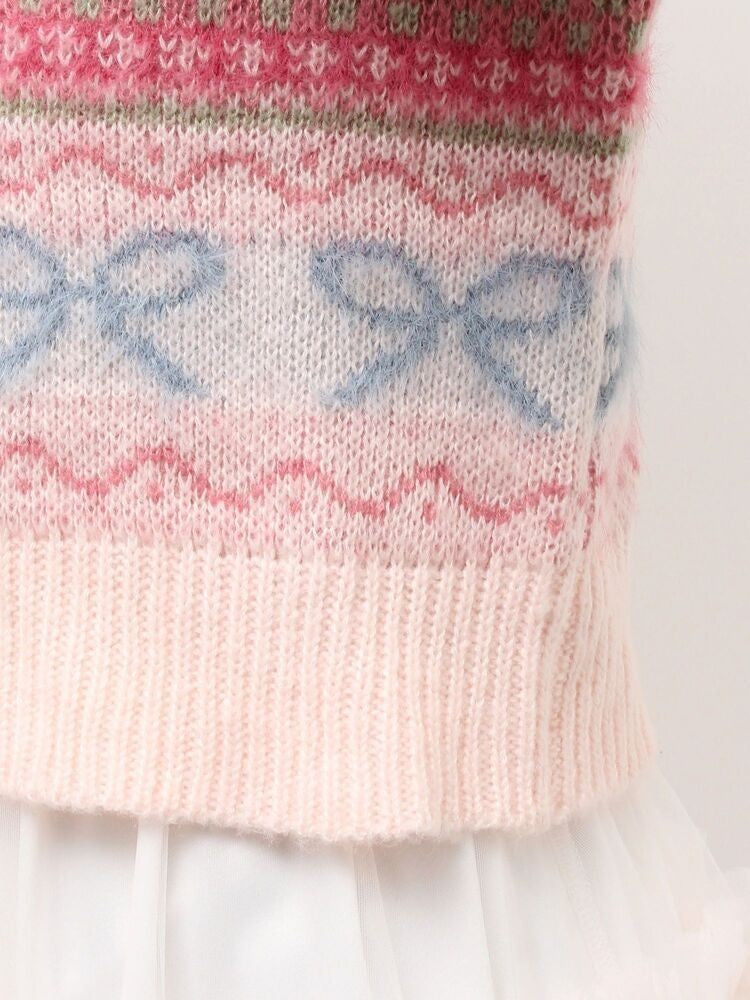 merry jenny｜Flower Ribbon Knit Cardigan