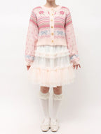 merry jenny｜Flower Ribbon Knit Cardigan