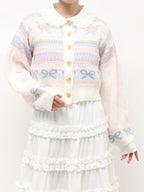 merry jenny｜Flower Ribbon Knit Cardigan