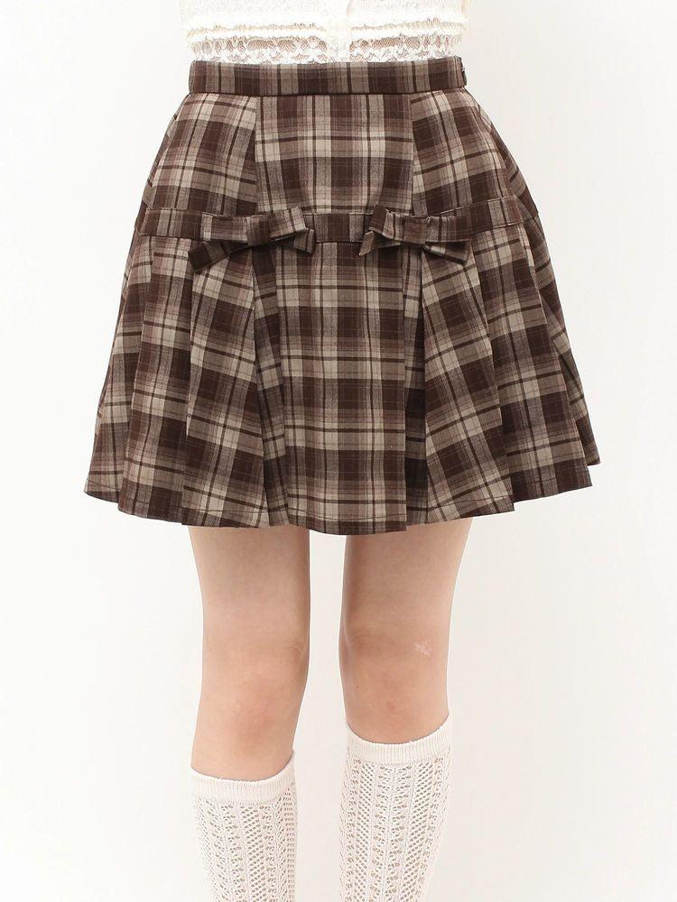merry jenny｜Ribbon Plaid Pleated Skirt