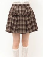 merry jenny｜Ribbon Plaid Pleated Skirt