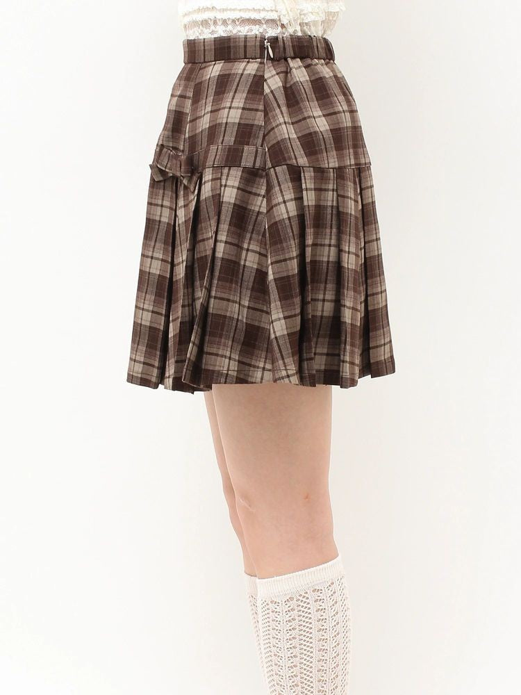 merry jenny｜Ribbon Plaid Pleated Skirt