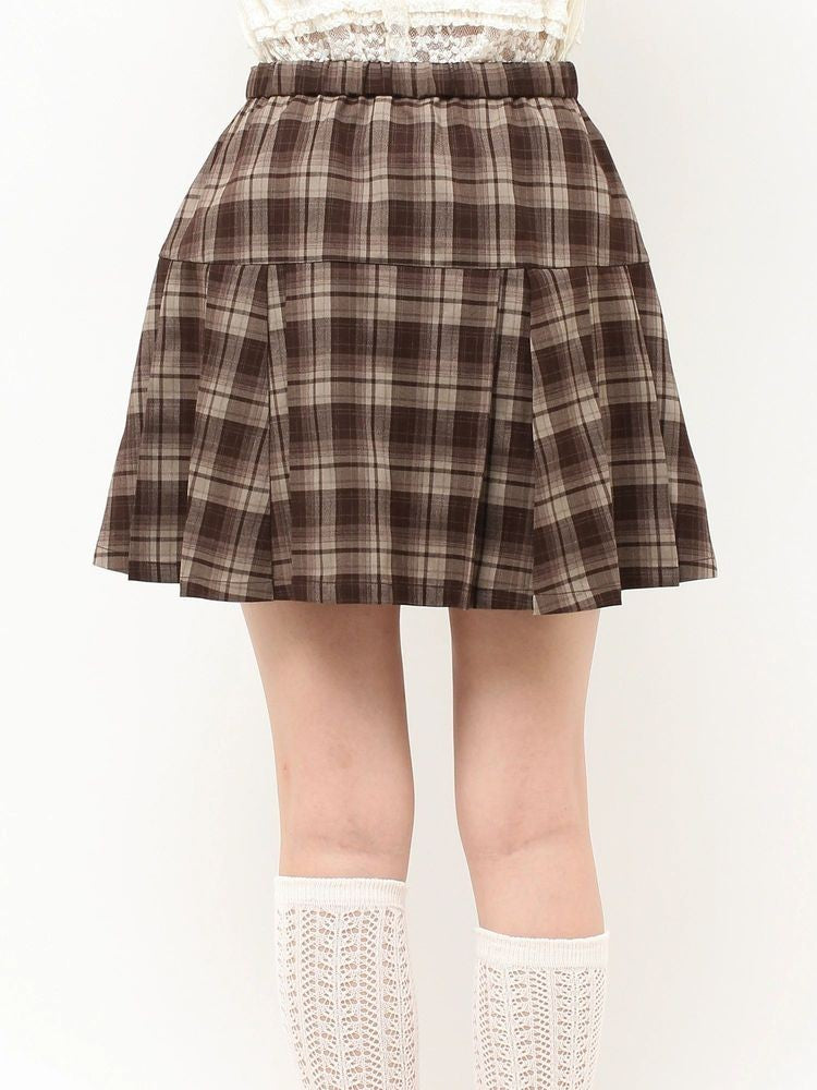 merry jenny｜Ribbon Plaid Pleated Skirt