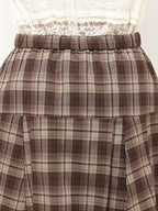 merry jenny｜Ribbon Plaid Pleated Skirt