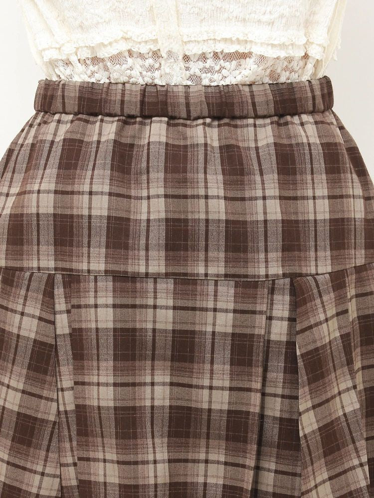 merry jenny｜Ribbon Plaid Pleated Skirt
