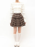 merry jenny｜Ribbon Plaid Pleated Skirt