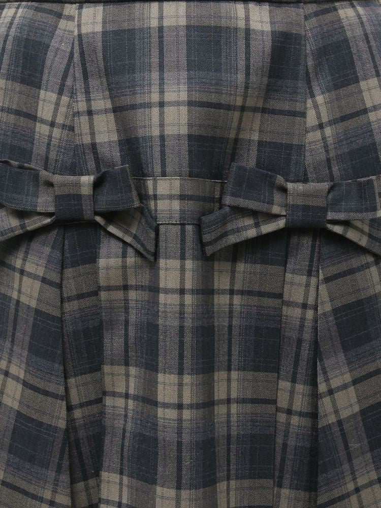 merry jenny｜Ribbon Plaid Pleated Skirt