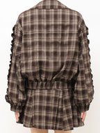 merry jenny｜Plaid Collar Frill Blouson