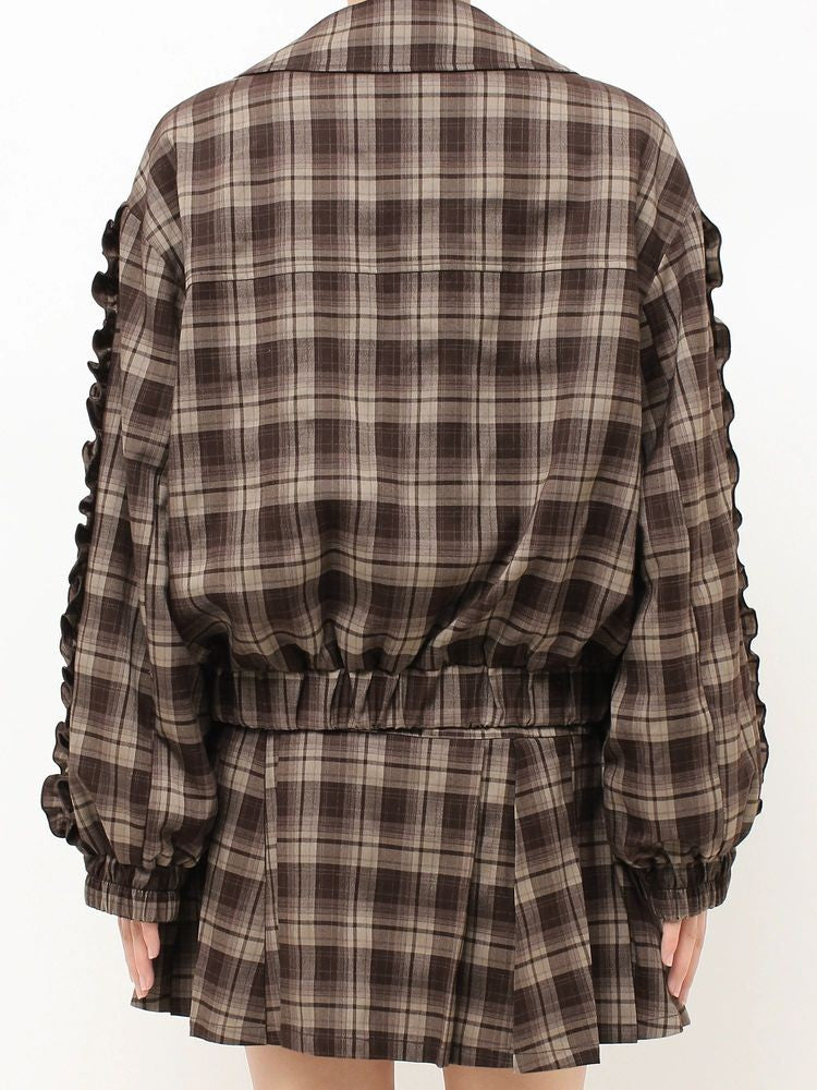 merry jenny｜Plaid Collar Frill Blouson