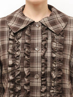 merry jenny｜Plaid Collar Frill Blouson