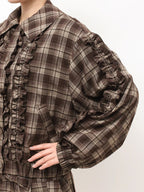 merry jenny｜Plaid Collar Frill Blouson