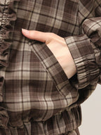 merry jenny｜Plaid Collar Frill Blouson