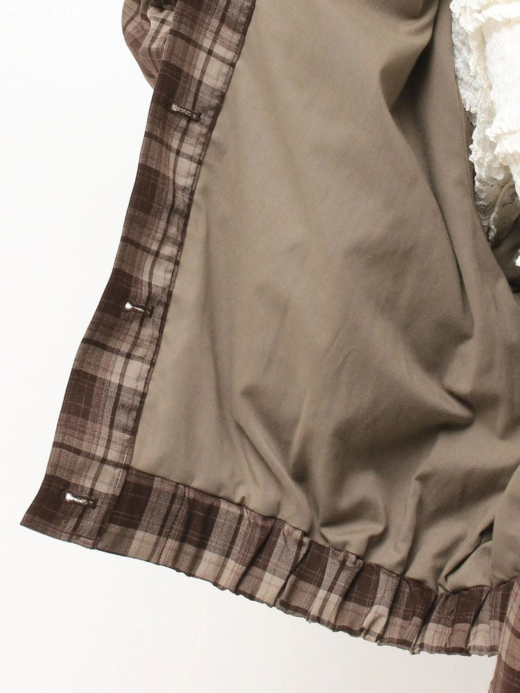 merry jenny｜Plaid Collar Frill Blouson