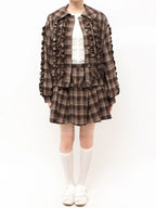 merry jenny｜Plaid Collar Frill Blouson
