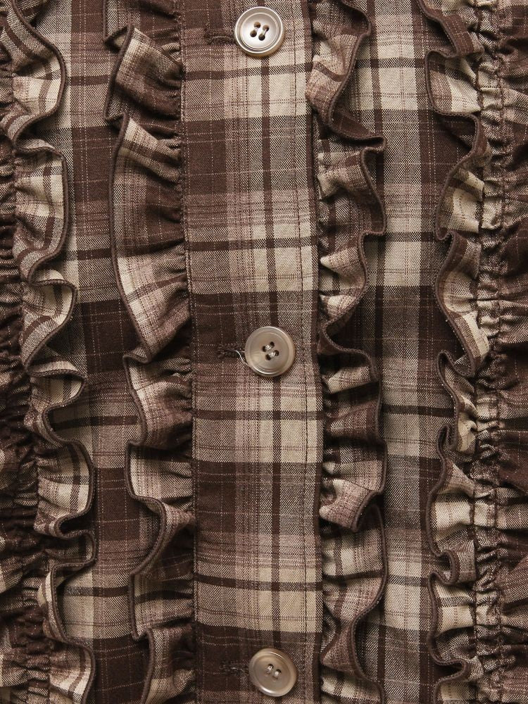 merry jenny｜Plaid Collar Frill Blouson
