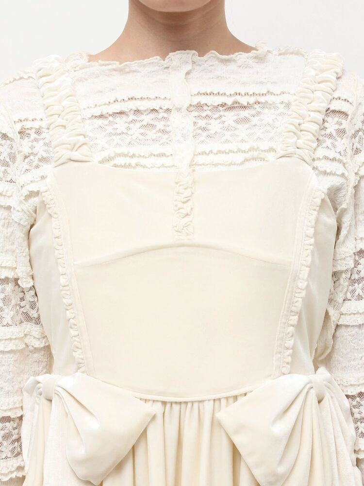 merry jenny｜Side Ribbon Velour Mini Cami Dress