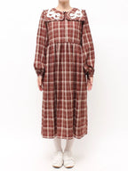 merry jenny｜Ribbon Frill Collar Plaid Dress