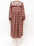 merry jenny｜Ribbon Frill Collar Plaid Dress