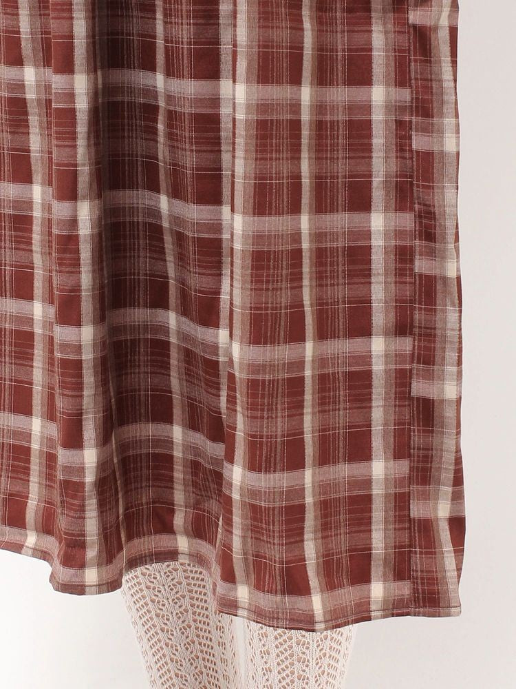 merry jenny｜Ribbon Frill Collar Plaid Dress