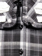 merry jenny｜Ribbon Frill Collar Plaid Dress
