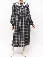 merry jenny｜Ribbon Frill Collar Plaid Dress