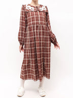 merry jenny｜Ribbon Frill Collar Plaid Dress