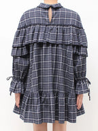 merry jenny｜Plaid Frill Shirt Mini Dress