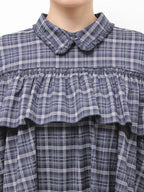 merry jenny｜Plaid Frill Shirt Mini Dress